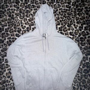 Vintage Gray Zip-Up Starter Hoodie